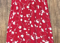 ロング マキシ ワンピース 花 フラワー 半袖 ボタン 赤 レトロ カラフル 個性的 おしゃれ かわいい ヴィンテージ vintage used 古着/club723 クラブ723(N658)