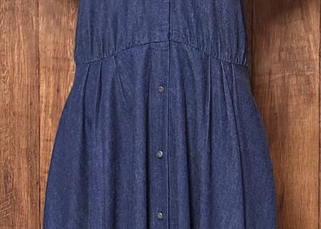 デニム ロング マキシ ワンピース レース ポケット 前あき ヴィンテージ レトロ カントリー ガーリー おしゃれ かわいい vintage used 古着/club723 クラブ723(N639)