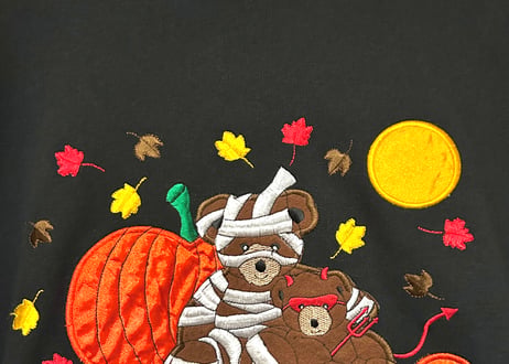 スウェット トレーナー くま テディベア ハロウィン ハロウィーン 黒 刺繍 カボチャ パンプキン 個性的 かわいい USA ヴィンテージ vintage 古着/club723(N575)