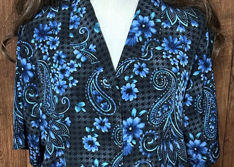 花柄 ペイズリー 柄 シャツ 半袖 黒 青 ブルー ゆったり 大きめ