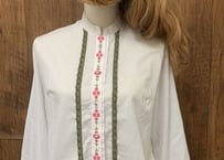 Dacron ヨーロッパ　チロル　チロリアン　刺繍　レース　白　ブラウス　ヴィンテージ　ダンス　vintage 古着/ club723(N17)