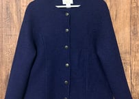 ウール ニット カーディガン カーデ 紺 ネイビー ヴィンテージ レトロ カントリー シンプル おしゃれ かわいい USA vintage used 古着/club723 クラブ723(N611)