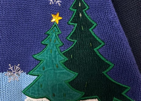 スノーマン ニット カーデ 紺 ネイビー 刺繍 ツリー ネコ 鳥 羊 うさぎ ヴィンテージ カントリー レトロ 個性的 かわいい 古着/club723(N446)