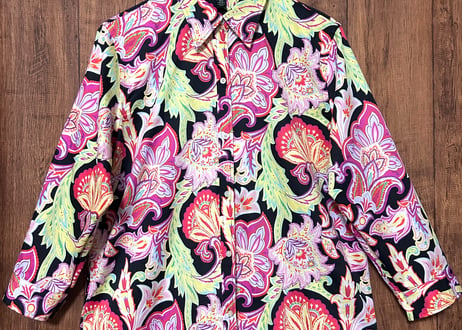 Ralph Lauren ラルフ ローレン 柄 シャツ 七分袖 七分 ヴィンテージ カラフル レトロ ヒッピー 個性的 おしゃれ かわいい used vintage 古着/club723(N569)
