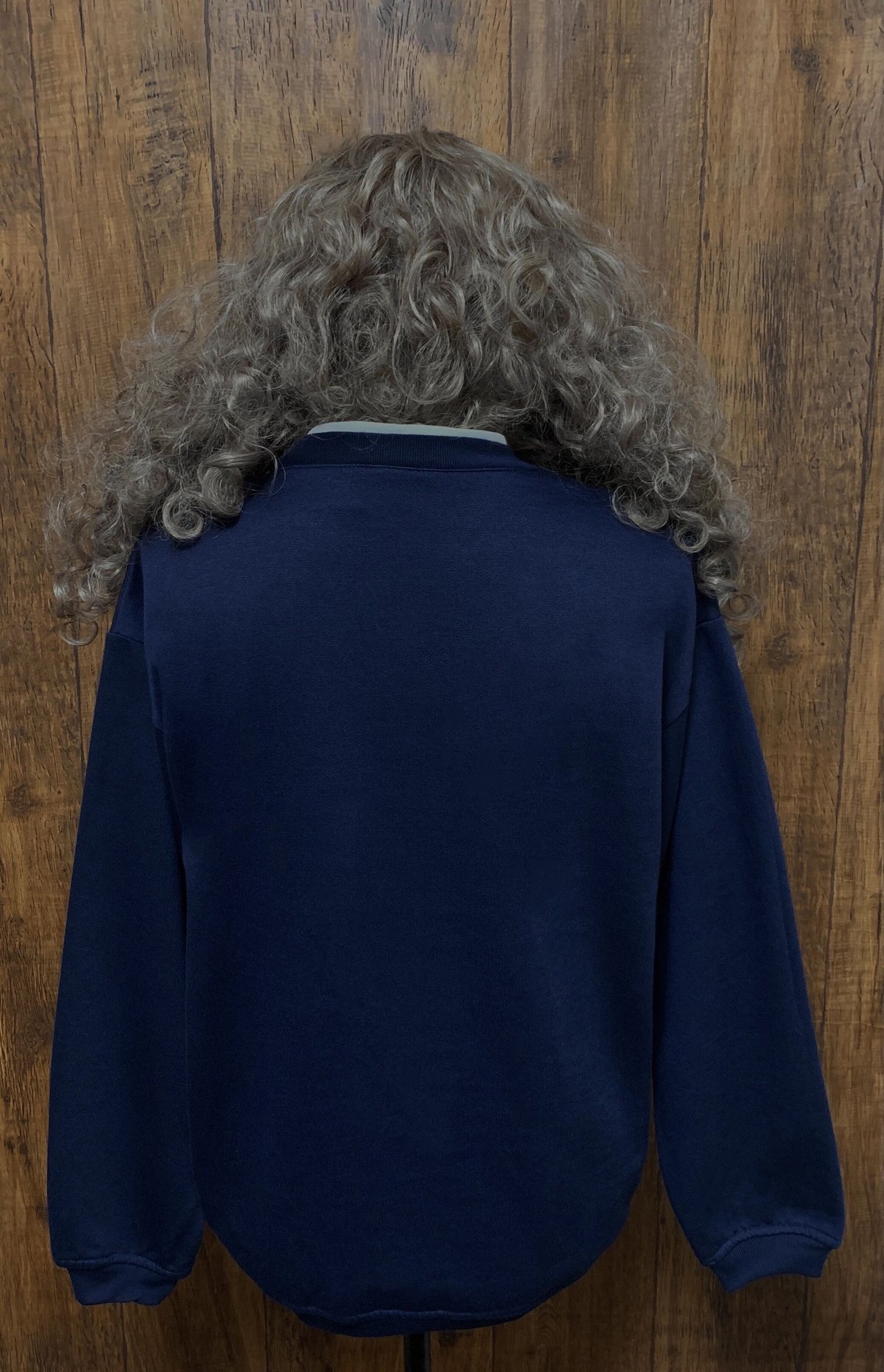 花 プリント スウェット トレーナー 二重襟 紺 ネイビー レトロ