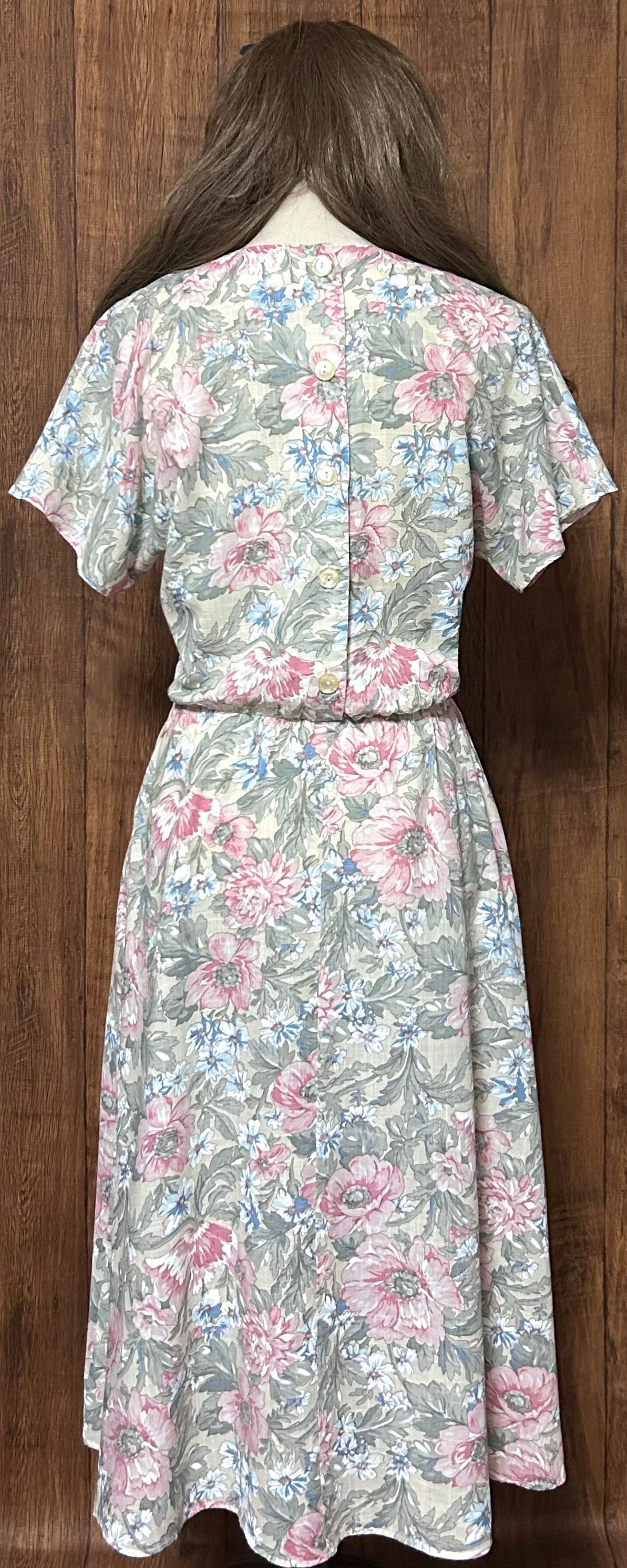 vintage 花柄　長袖　ロングワンピース　ドレス　ヴィンテージ　古着 0207_1-G.jpg