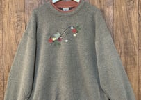 Lee 茶 刺繍 スウェット スエット トレーナー 大きめ 大きい ビッグ ゆったり ごま塩 紅葉 秋 長袖 二重襟 USA ビンテージ　ヴィンテージ vintage 古着/club723(N199)