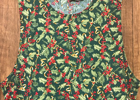 総柄 ロング マキシ ワンピース クリスマス ジャンパースカート レトロ カントリー おしゃれ かわいい ヴィンテージ vintage used USA 古着/club723 クラブ723(N584)