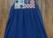 アメリカン カントリー デニム ロング ワンピース ジャンパースカート ジャンスカ レトロ フォークロア USA ヴィンテージ vintage used 古着/club723(N299)