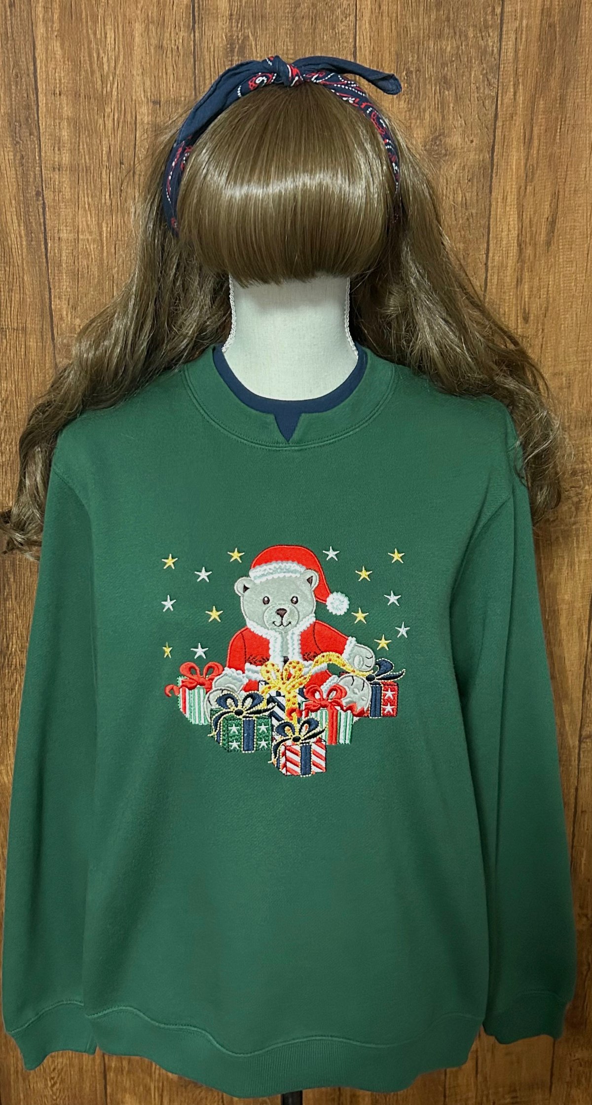 クリスマス スウェット トレーナー くま テディベア 刺繍 サンタ クリスマス スウェット トレーナー くま テディベア 刺繍 サンタ