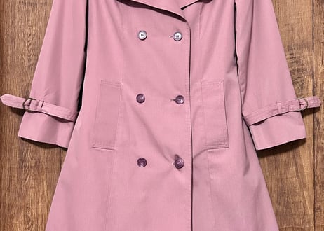 トレンチ コート アウター 上着 ピンク ヴィンテージ レトロ ガーリー クラシカル おしゃれ かわいい USA vintage used 古着/club723 クラブ723(N632)