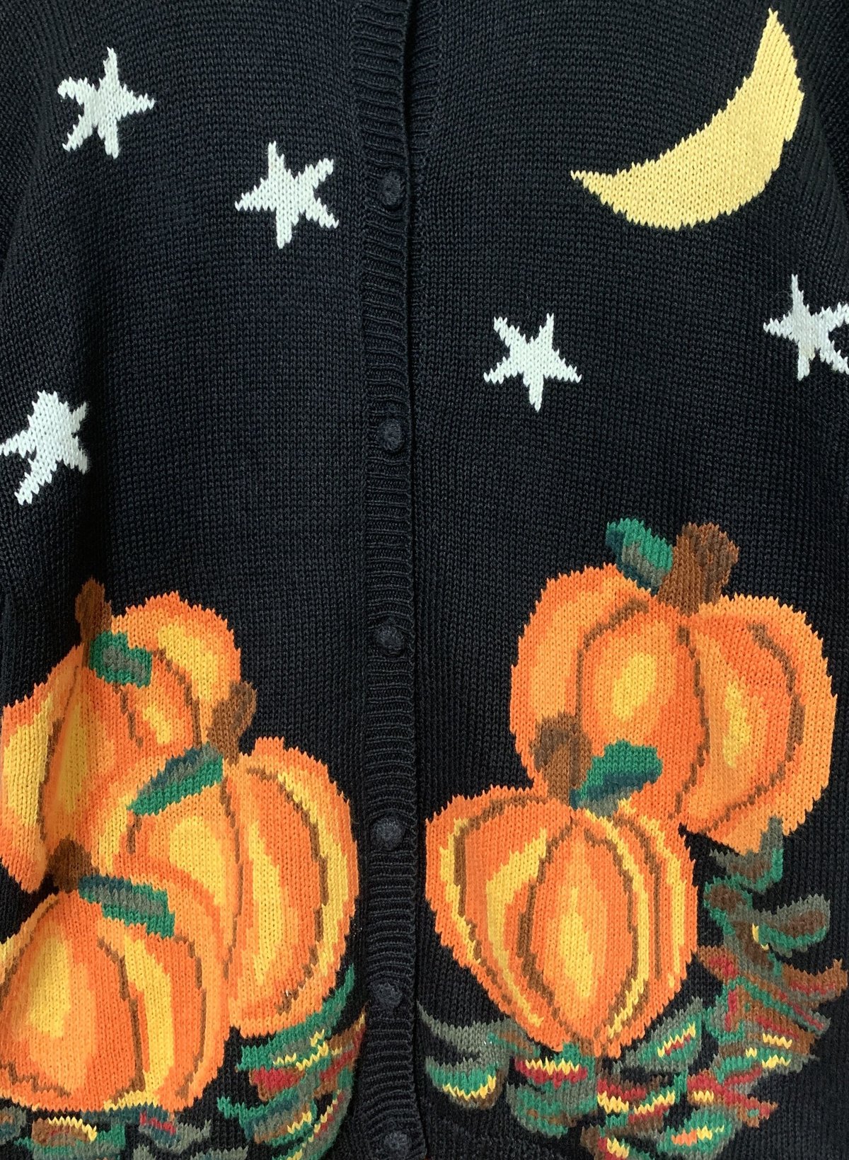 ハロウィン　カボチャ　パンプキン　ニット　カーデ　かわいい　黒　刺繍　古着 ハロウィン ハロウィーン ニット セーター カーディガン 黒 カボチャ