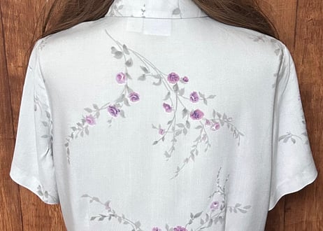 花柄 シャツ 半袖 レーヨン グレー レトロ カントリー おしゃれ 個性的 かわいい かっこいい USA ヴィンテージ used vintage 古着/club723 クラブ723(N664)