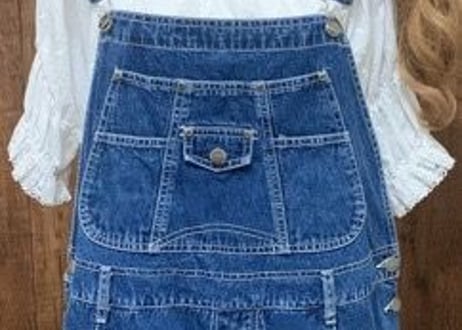 basic EDITIONS ショートオール　ショートオーバーオール　サロペット　デニム　花　刺繍　ゆったり　大きめ　big ビッグ　古着　vintage used/ club723(N59)
