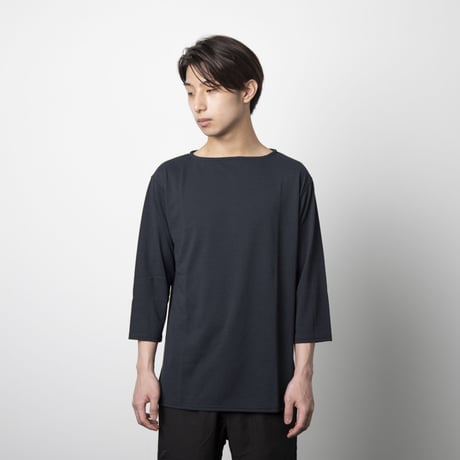 ボートネックシャツ七部袖 スミブラック／BOAT NECK SHIRT SUMI BLACK