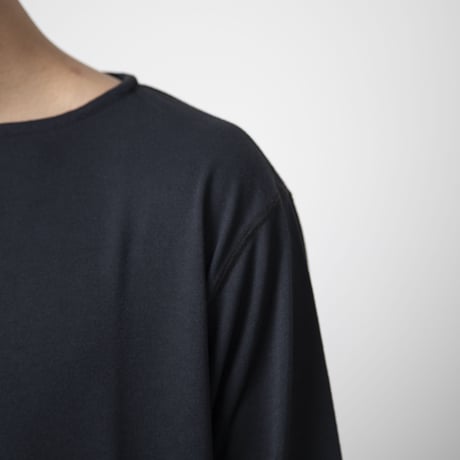 ボートネックシャツ七部袖 スミブラック／BOAT NECK SHIRT SUMI BLACK