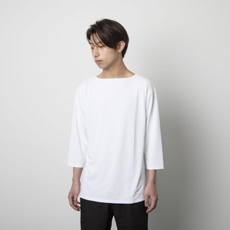 ボートネックシャツ七部袖 ホワイト／BOAT NECK SHIRT WHITE