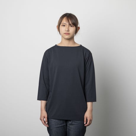 ボートネックシャツ七部袖 スミブラック／BOAT NECK SHIRT SUMI BLACK