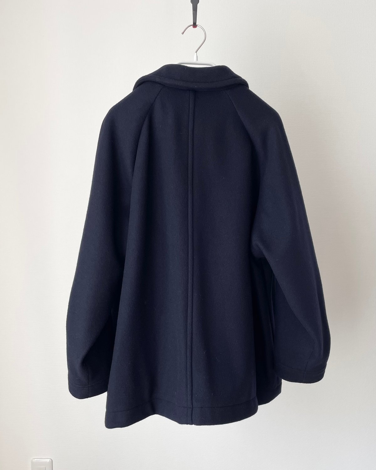 grin ソフトウールビーバーポンチョコート　ネイビー　ハーフコート　サイズ2 grin ソフトウールビーバー ハーフコート | NOON MOON