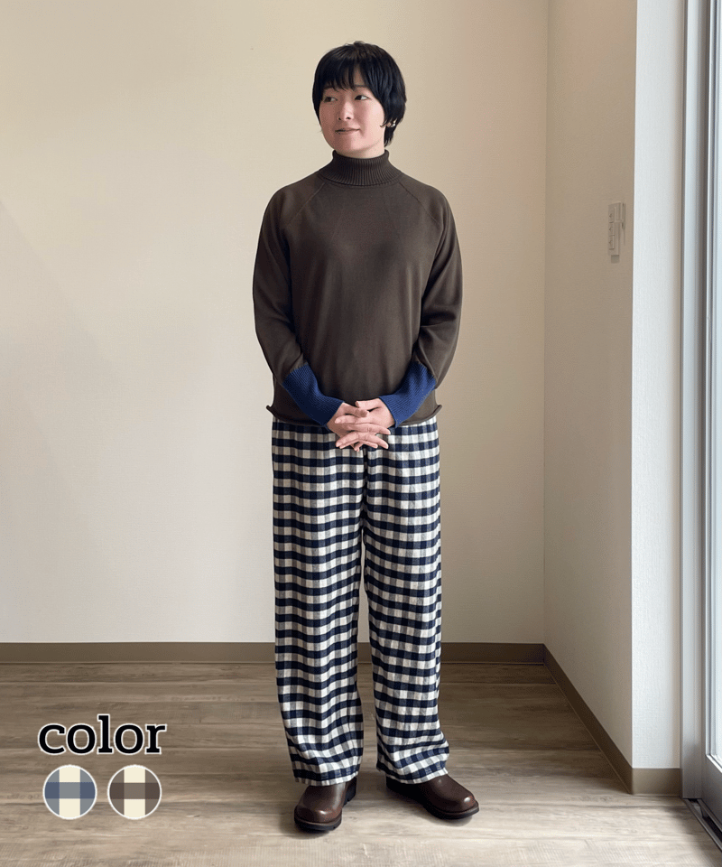 to touch オーガニックコットン ヤクウール混ギンガムパンツ | NOON MOON