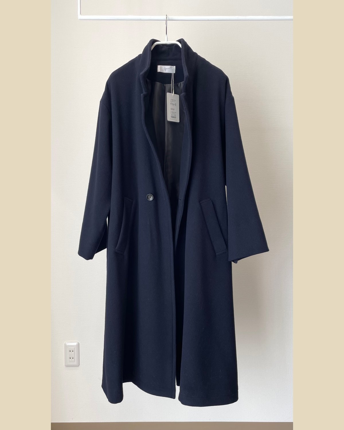 grin 2023 美品 ソフトウールビーバースリットステンコート ネイビー grin ソフトウールビーバー 2wayカラーコート | NOON MOON