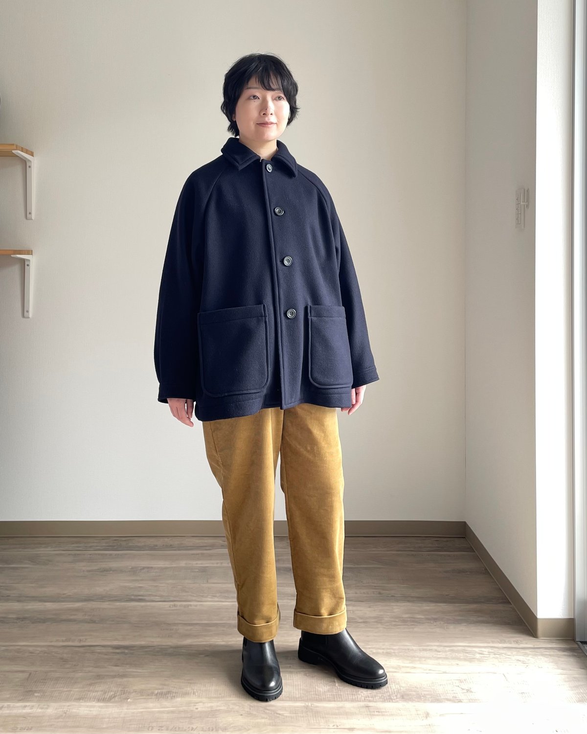 grin 2023 美品 ソフトウールビーバースリットステンコート ネイビー grin 2023ソフトウールビーバースリットステンコート ネイビー - メルカリ