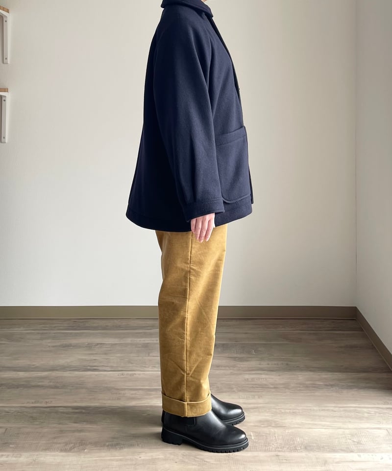 grin 2023 美品 ソフトウールビーバースリットステンコート ネイビー grin ソフトウールビーバースリットステンコート グリンのアウター