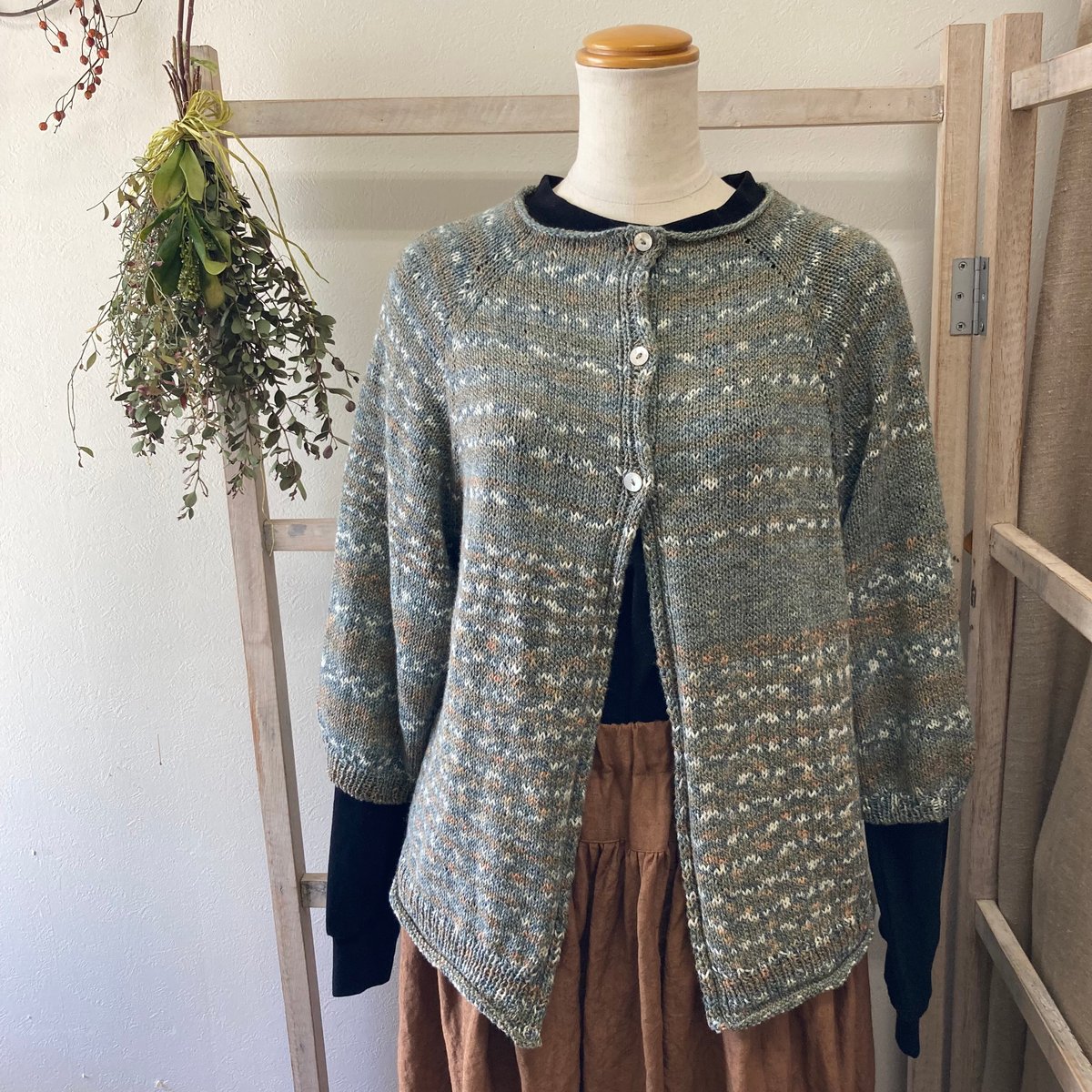 トップダウンカーディガン編み図（印刷版） | 毛糸と雑貨 BLUE