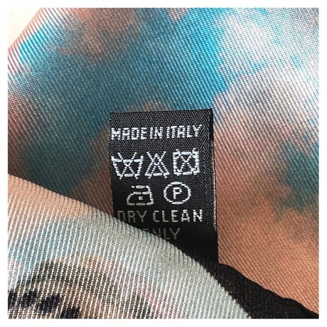 バルサンティ　イタリア製 　コモシルクスカーフ　 バレリーナ ターコイズ　小判　50x50