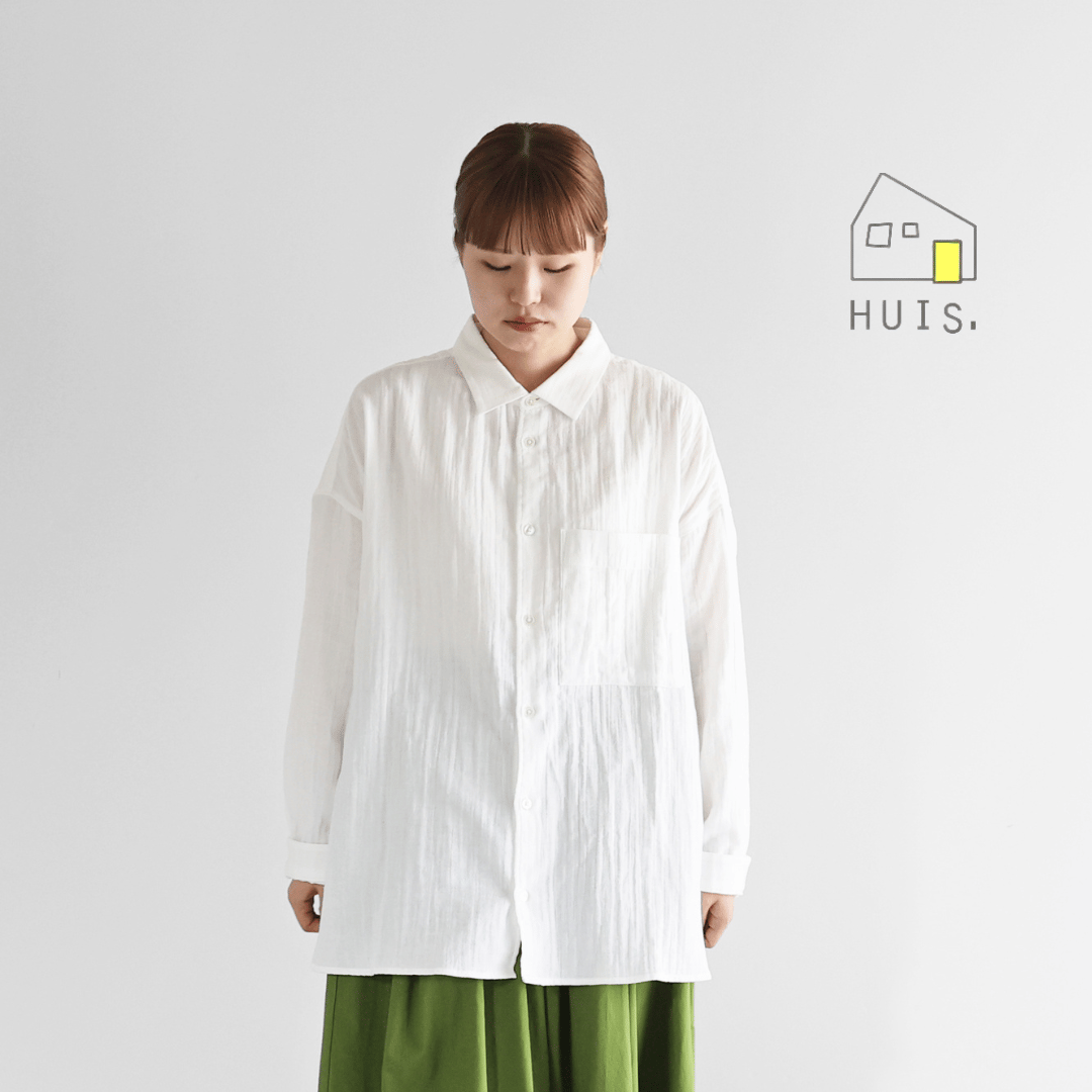 HUIS. シャトルダブルガーゼオーバーシャツ（白）【ユニセックス
