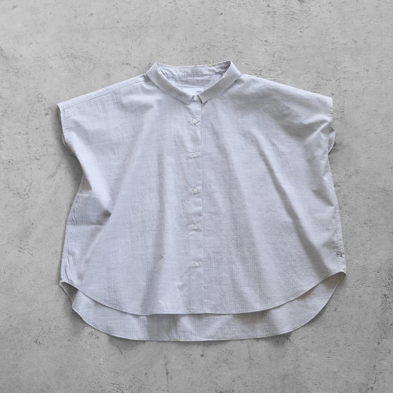 HUIS. コードレーンフレンチスリーブワイドブラウス（トップ糸グレー