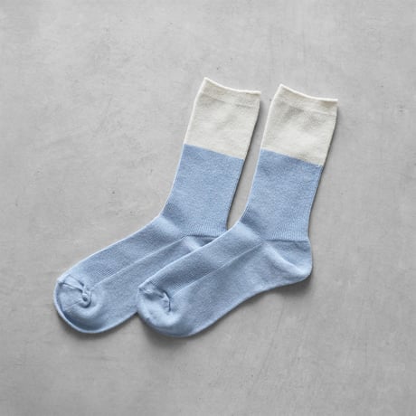 ［HUISのくつした］コットンリネン（ミストブルー）【ユニセックス22cm-27cm】