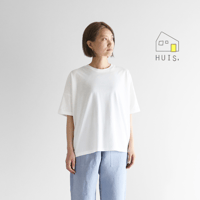 ［HUIS in house］SUVIN COTTONスクエアワイドカットソーHF（白）CS208HF