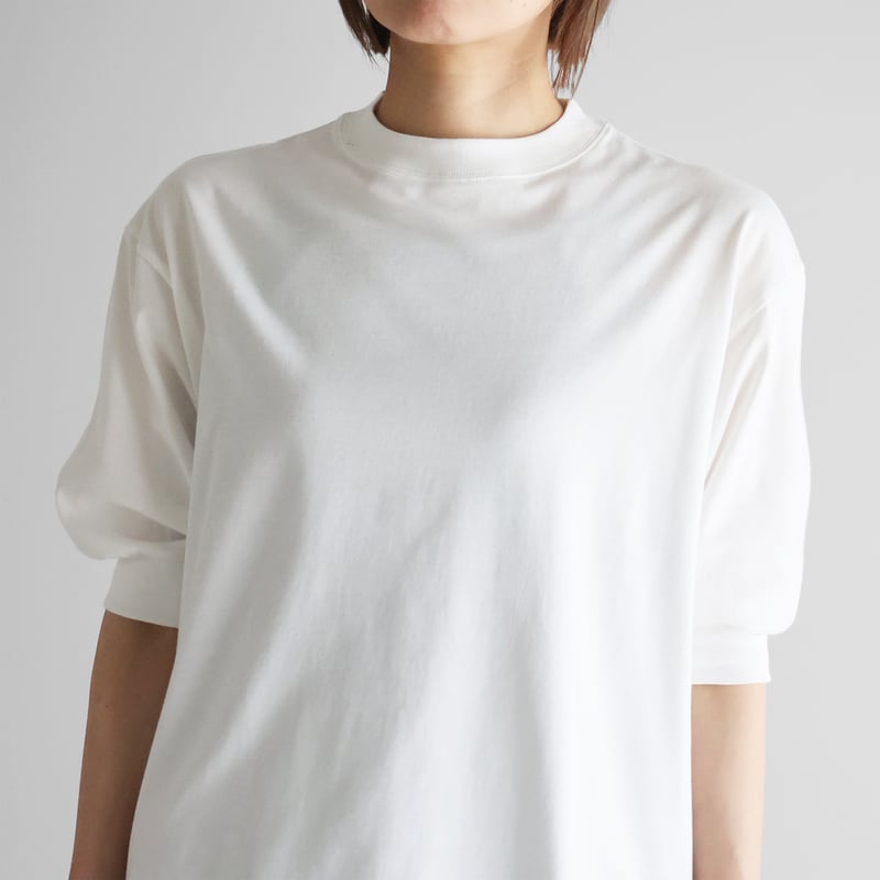 HUIS in house］SUVIN COTTON7分袖リブカットソー（白）CS106 |