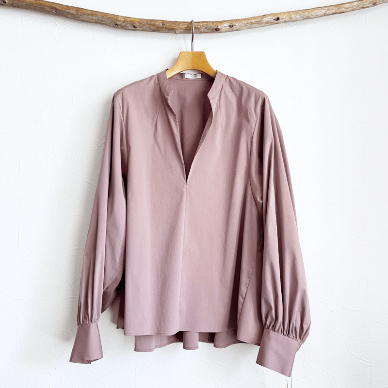 デプレ　コットンストレッチポプリンボリュームブラウス セール】コットンストレッチポプリン ボリュームスリーブ