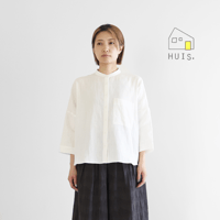 HUIS. シャトルダブルガーゼバンドカラーブラウス（ホワイト）U112 