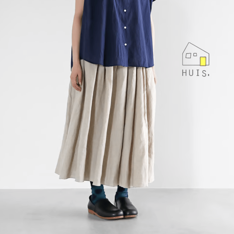 HUIS. シャトルリネンロングスカート（きなり）U402 | CORNFIELD SHIMADA