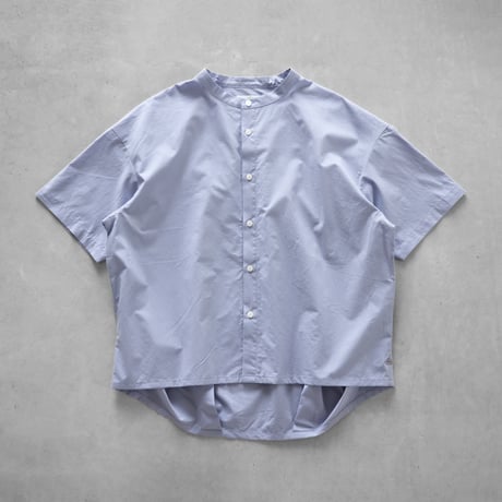 HUIS.  5分袖オーガニックコットンバンドカラーコクーンブラウス（藤色）U026