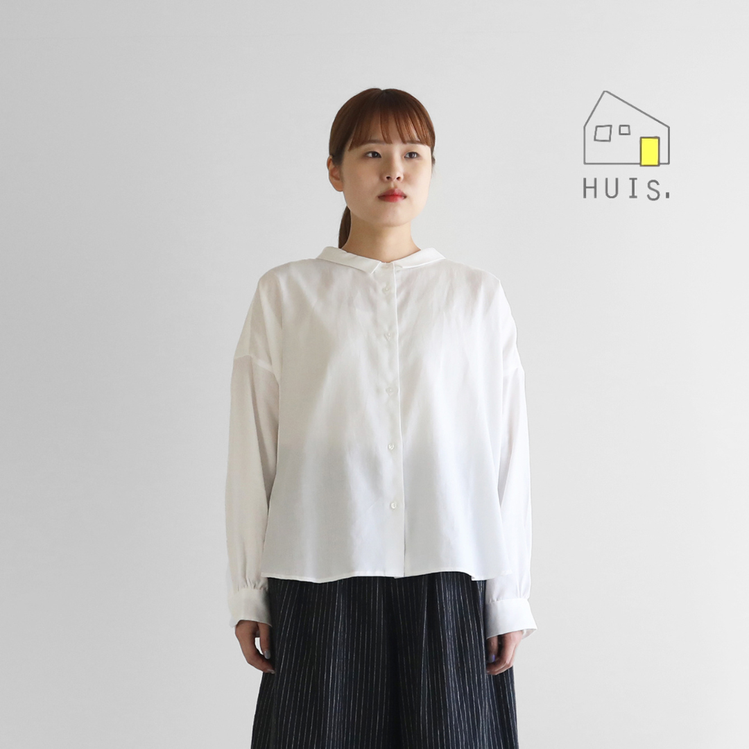HUIS. やわらかサテンワイドブラウス（白）U102 | CORNFIELD SHIMADA