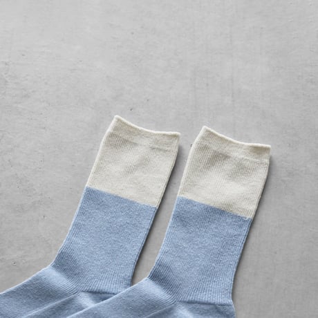 ［HUISのくつした］コットンリネン（ミストブルー）【ユニセックス22cm-27cm】