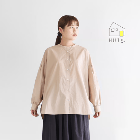 HUIS.遠州織物バンブーリネンスカートパンツ（グレージュ）505