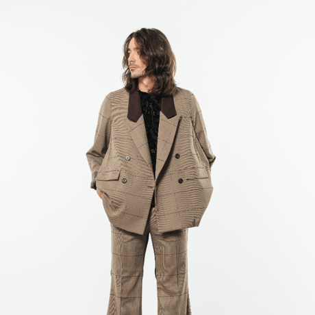 TA-JK0035 　WINDOWPANE PIVOT SLEEVE JACKET