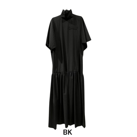 [TA-OP0046]GATHERED FLARE SQUARE SLEEVE DRESS