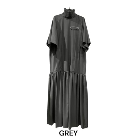 [TA-OP0046]GATHERED FLARE SQUARE SLEEVE DRESS
