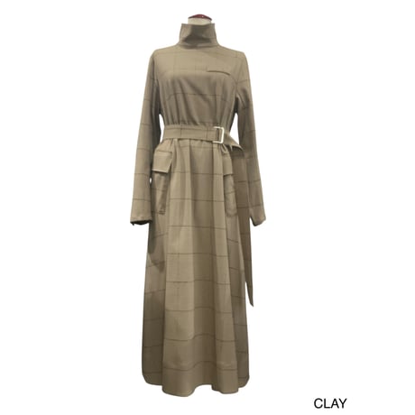 TA-OP0049 　WINDOWPANE HELITAGE LONG DRESS