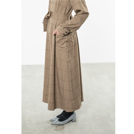TA-OP0049 　WINDOWPANE HELITAGE LONG DRESS