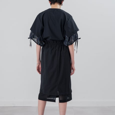[TA-TP0046]"fading bouquet" GATHERED SLEEVE T-SHIRT