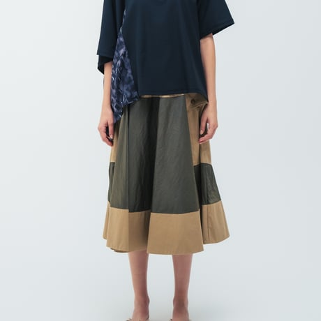 [TA-SK0030]bicolour flair skirt