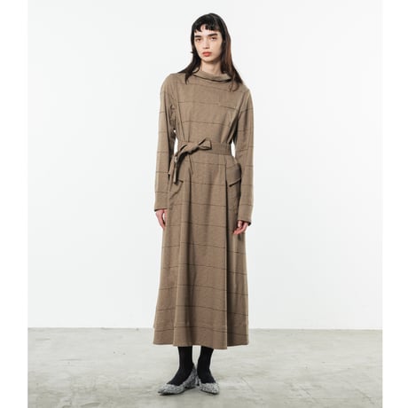 TA-OP0049 　WINDOWPANE HELITAGE LONG DRESS
