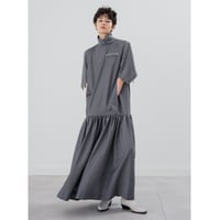 [TA-OP0046]GATHERED FLARE SQUARE SLEEVE DRESS